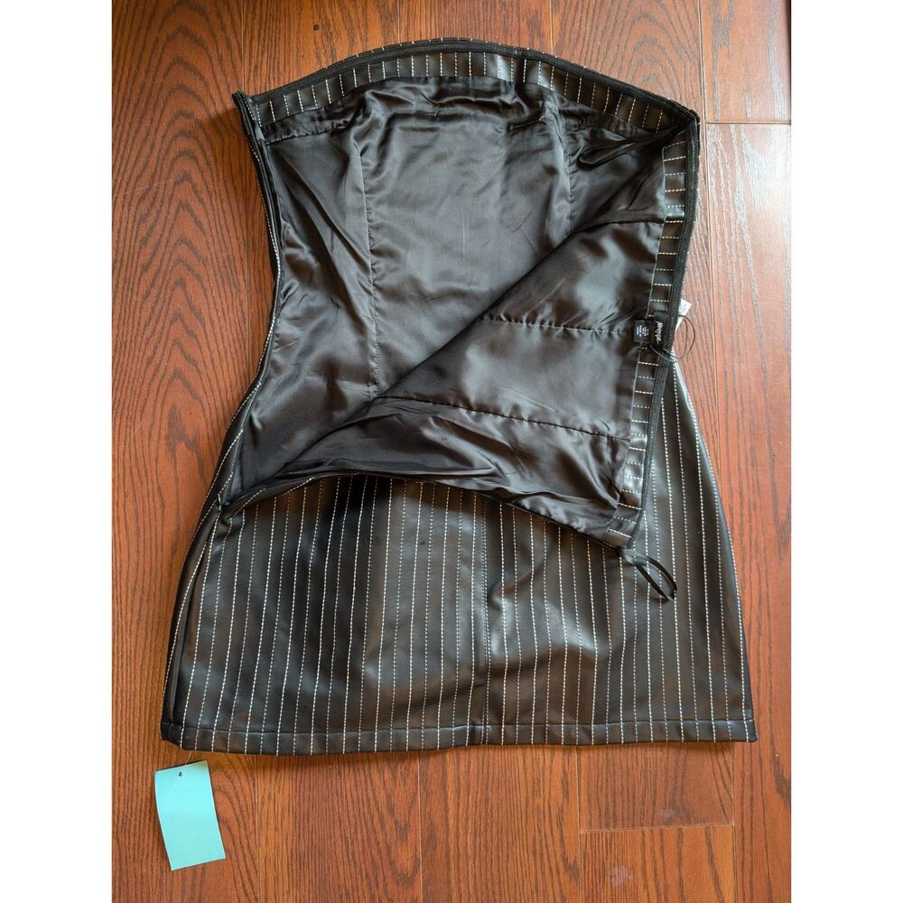 Nasty Gal Striped Black Strapless Mini Dress Sz 8 Goth Witchy Halloween